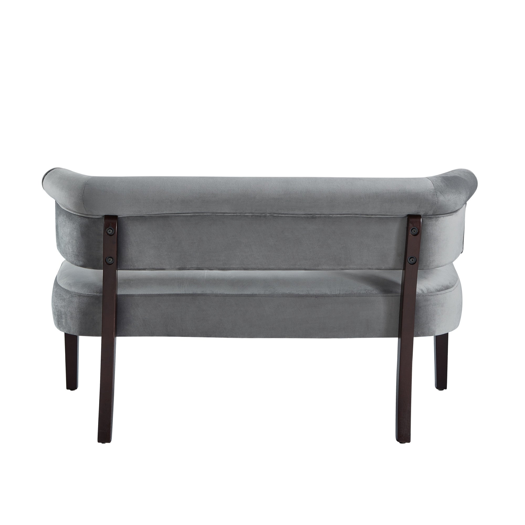 48" Gray And Brown Upholstered Velvet Bench