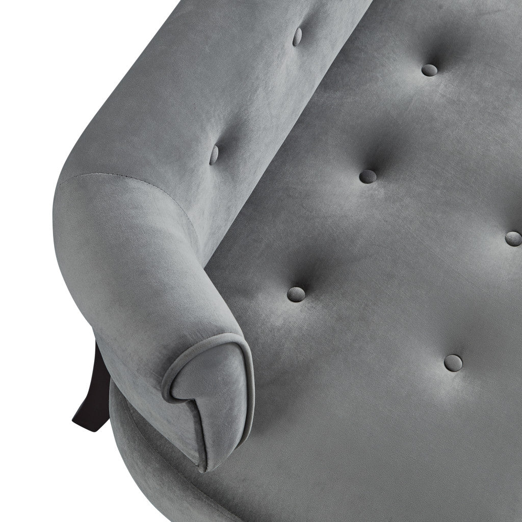 48" Gray And Brown Upholstered Velvet Bench