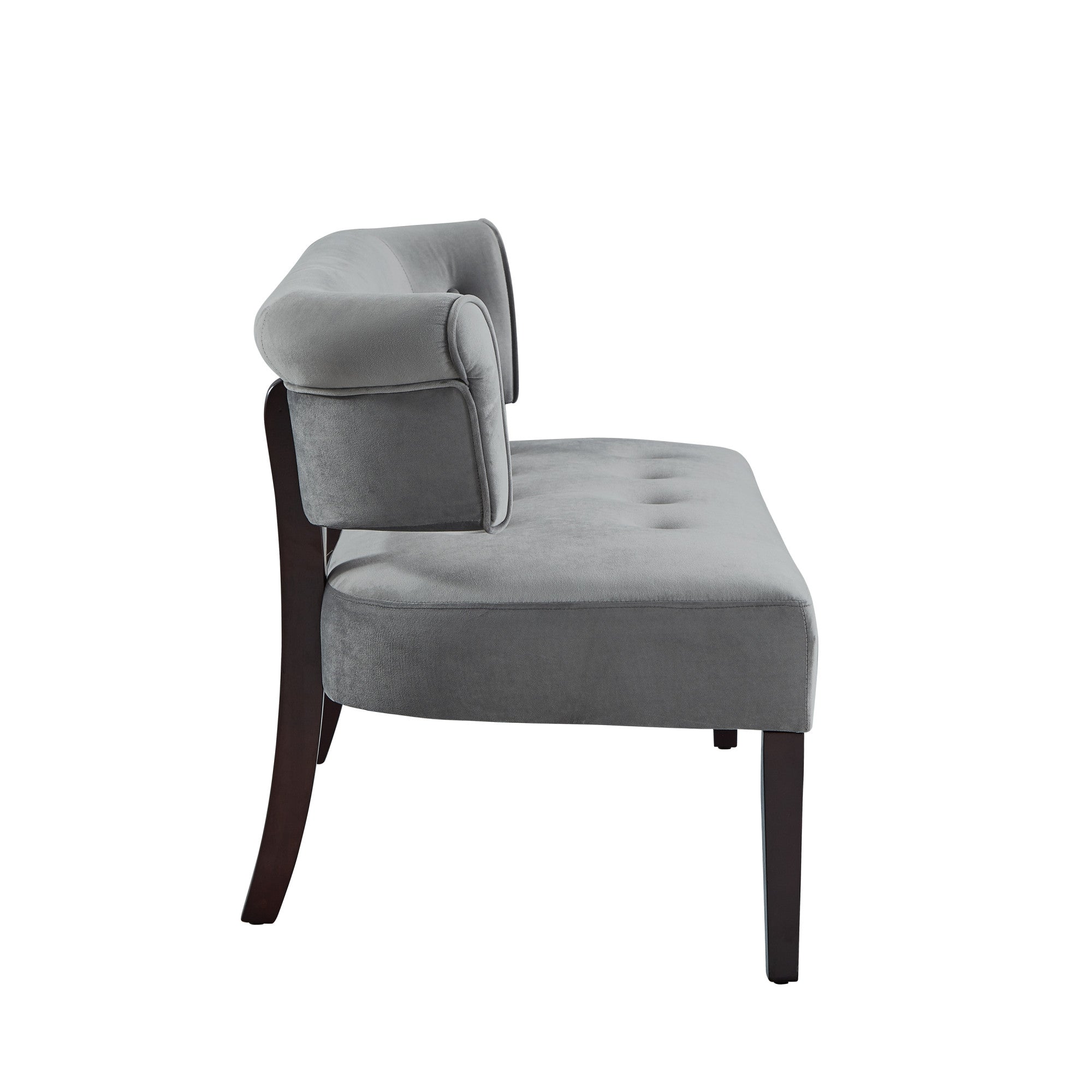 48" Gray And Brown Upholstered Velvet Bench