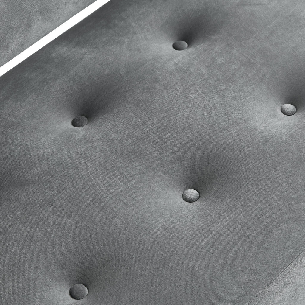 48" Gray And Brown Upholstered Velvet Bench