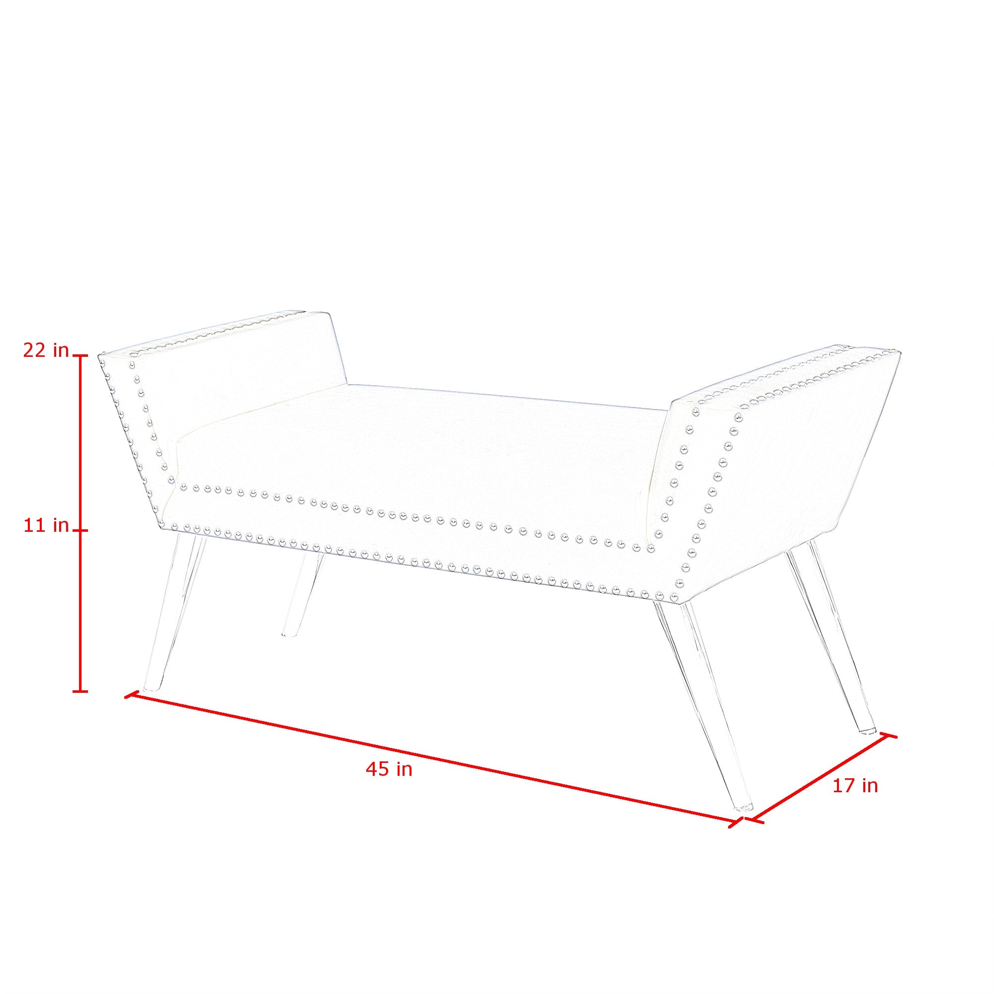 45" Navy Blue And Clear Upholstered Velvet Bench