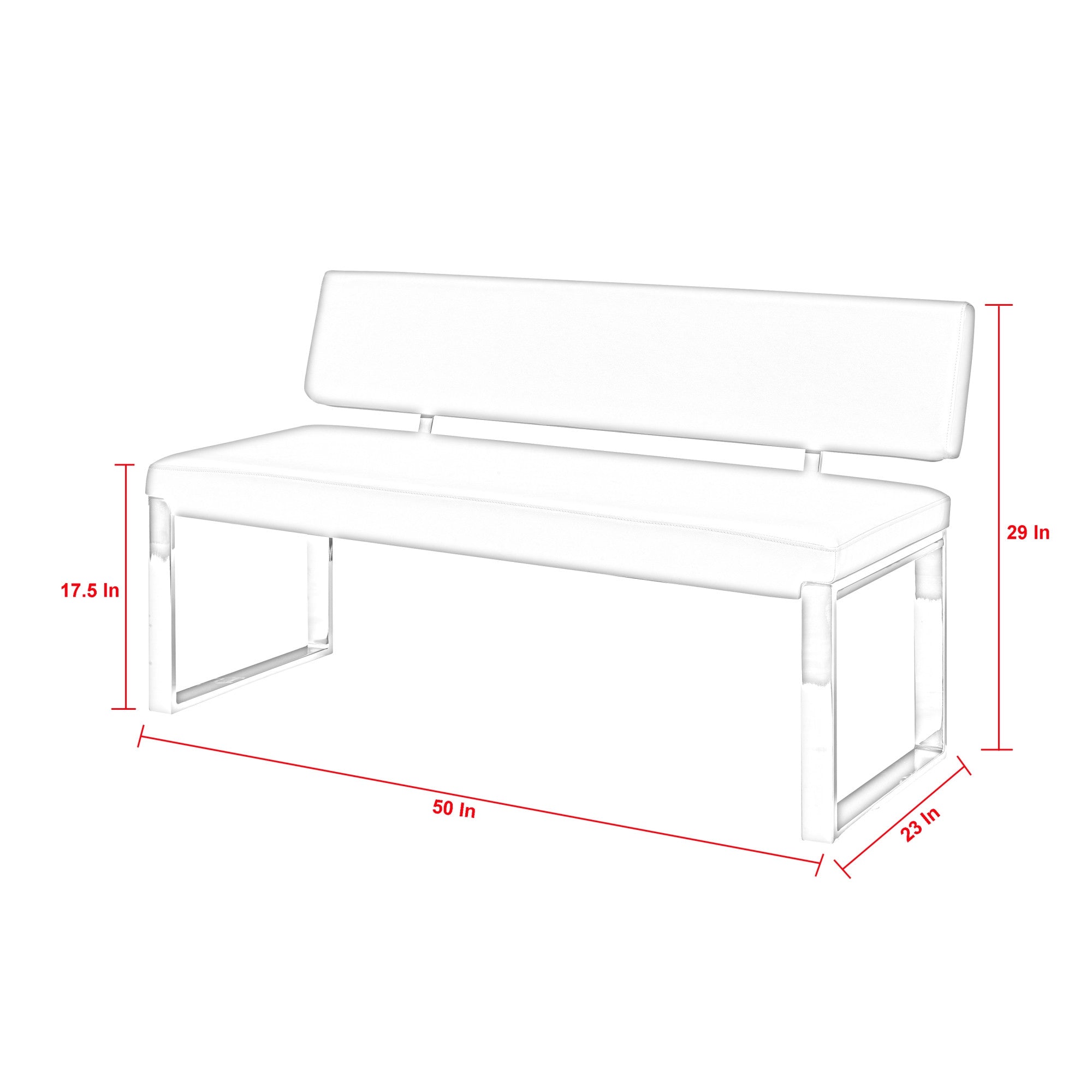 50" Black And Silver Upholstered Faux Leather Bench