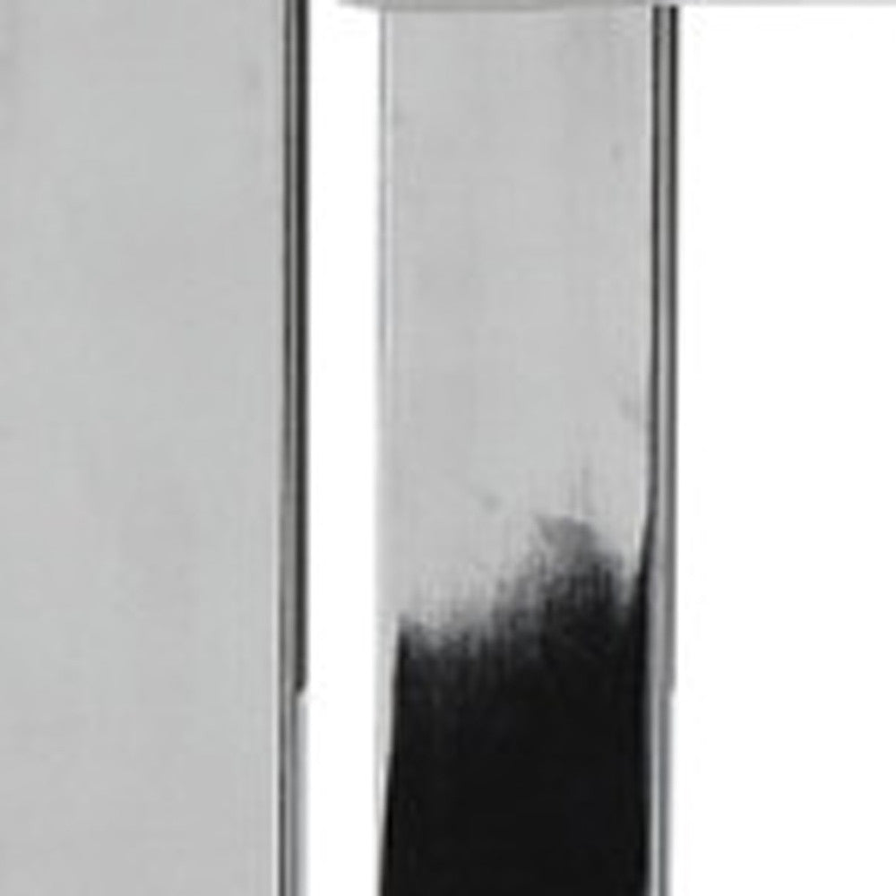 50" White And Silver Upholstered Faux Leather Bench