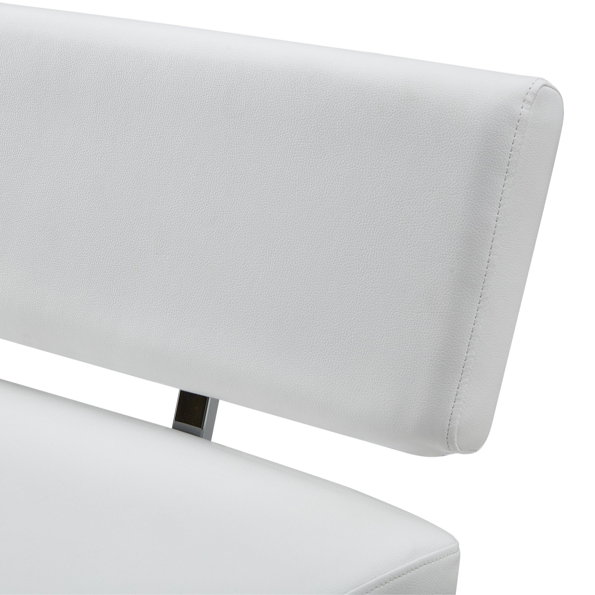 50" White And Silver Upholstered Faux Leather Bench