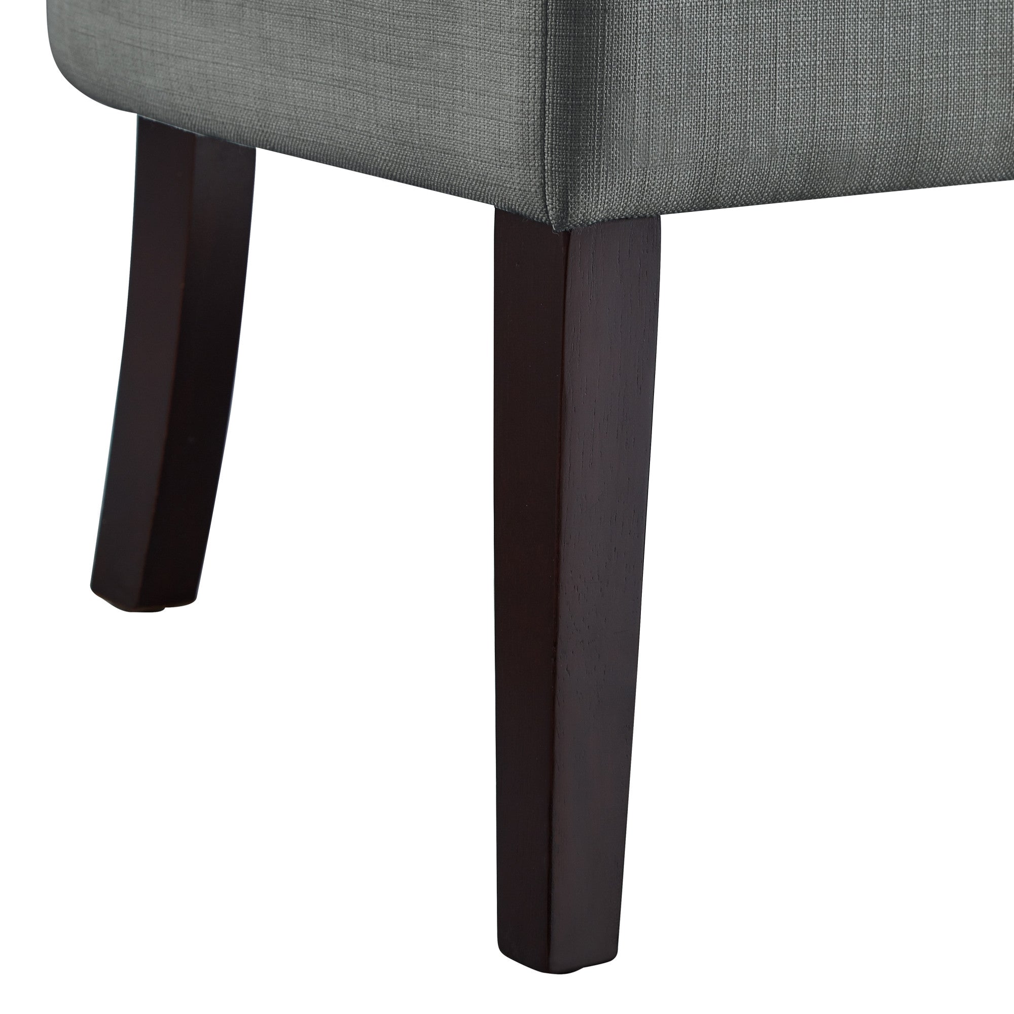 48" Light Gray And Brown Upholstered Linen Bench