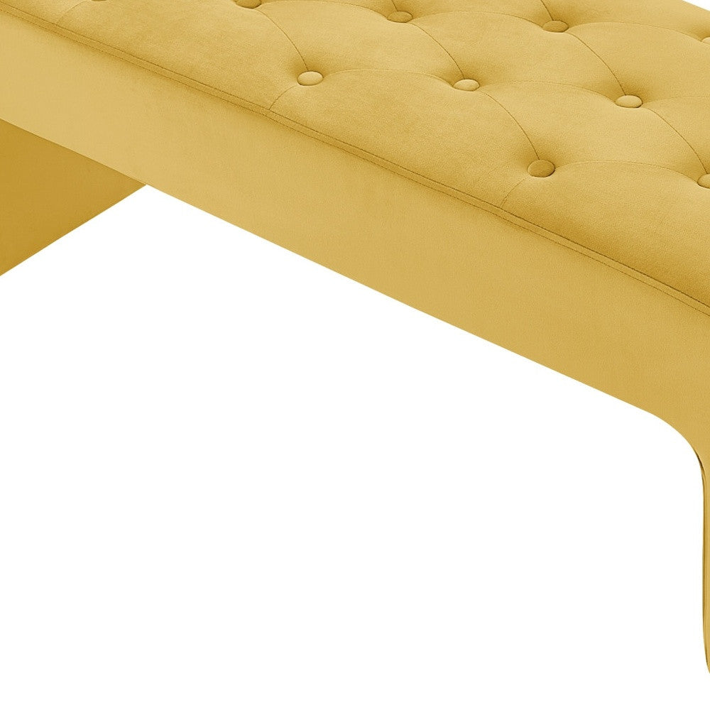 16" Yellow Upholstered Upholstery Bedroom Bench