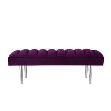 Purple And Silver Upholstered Velvet Bench 53