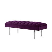 Purple And Silver Upholstered Velvet Bench 53