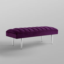 Purple And Silver Upholstered Velvet Bench 53