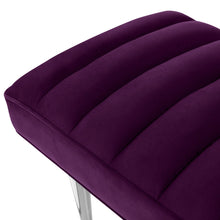 Purple And Silver Upholstered Velvet Bench 53