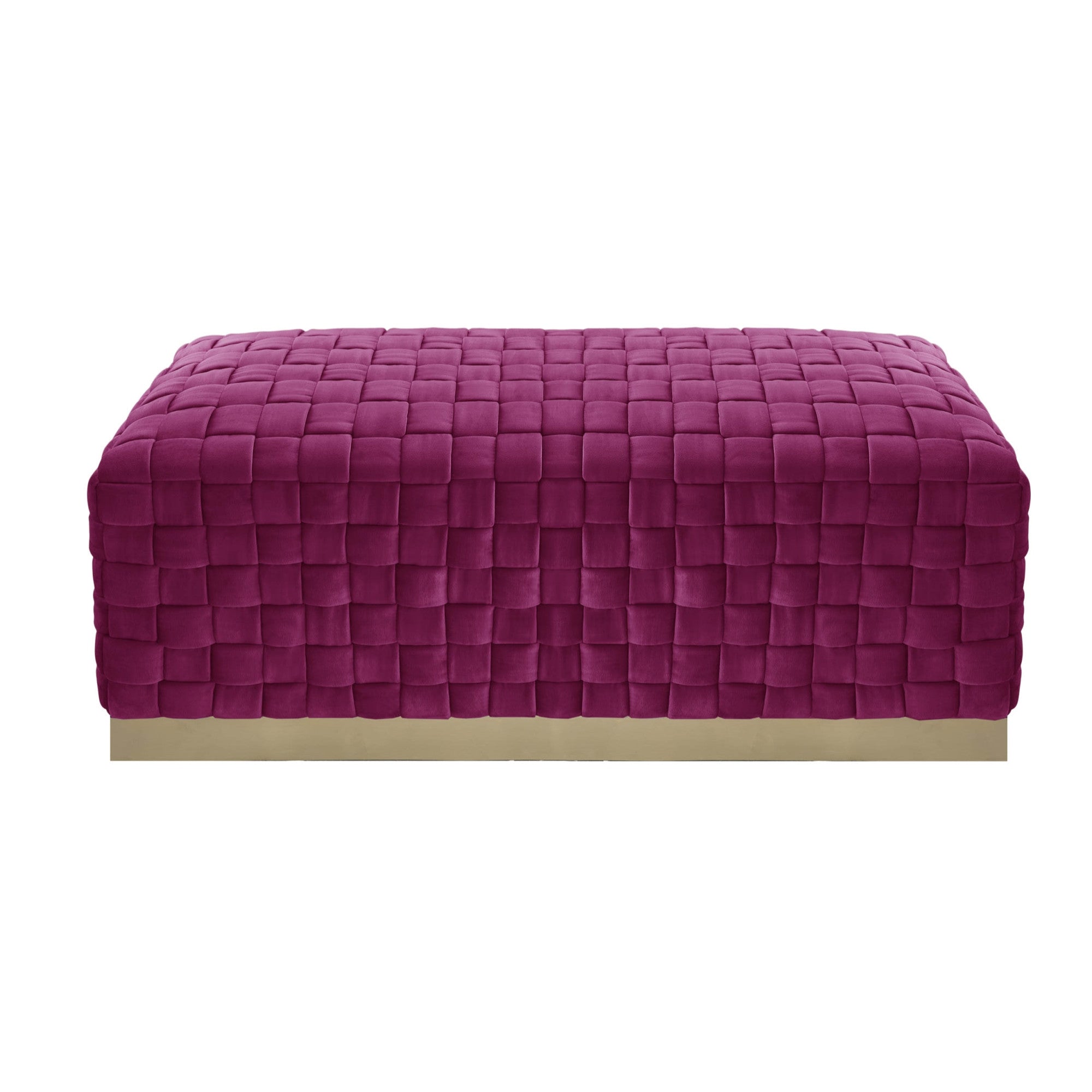Fuchsia And Gold Upholstered Velvet Bench 40"