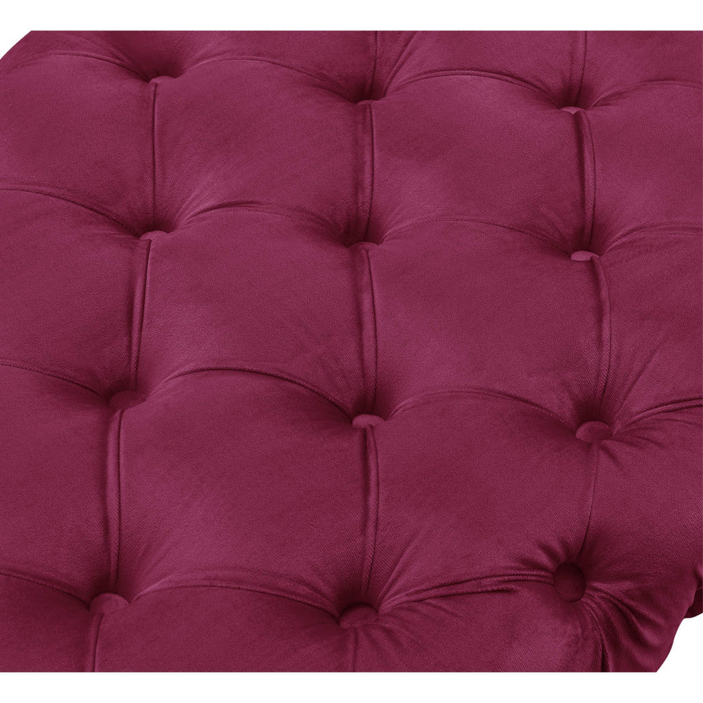 Fuchsia And Gold Upholstered Velvet Bench 48"