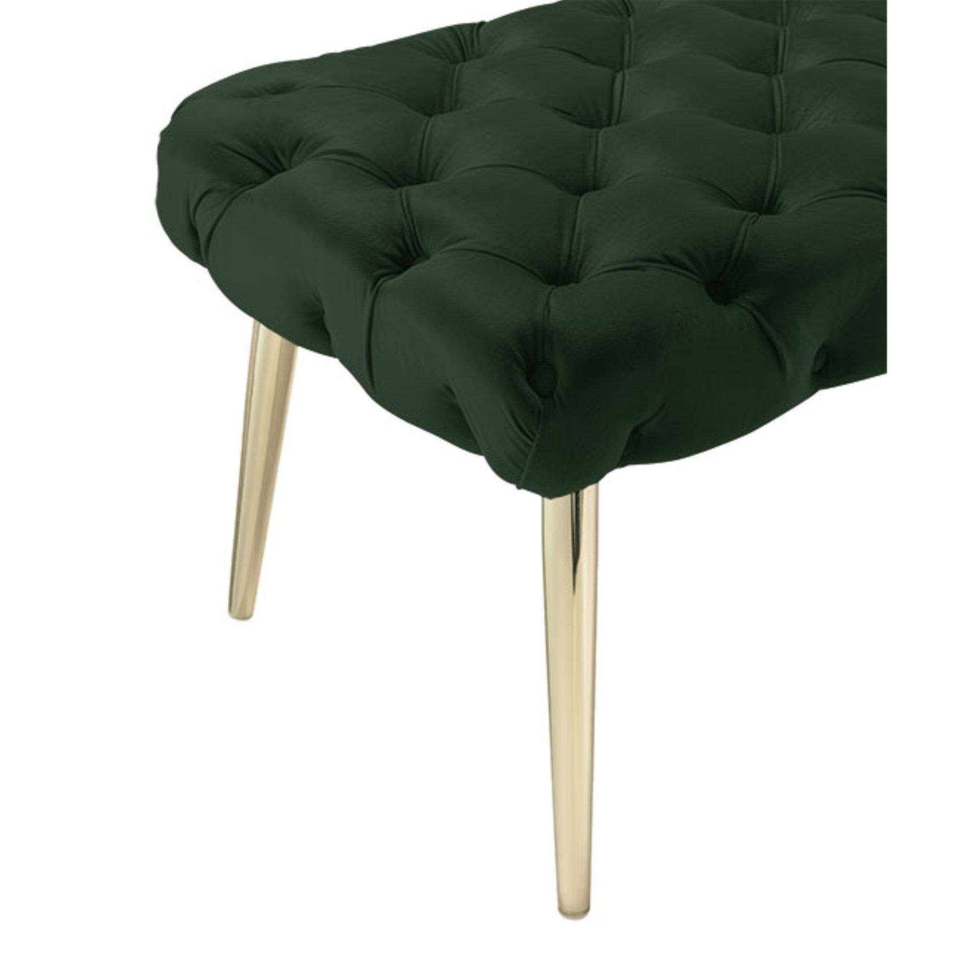 48" Hunter Green And Gold Upholstered Velvet Bench