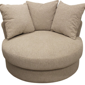 44" Sand Linen Solid Color Swivel Barrel Chair