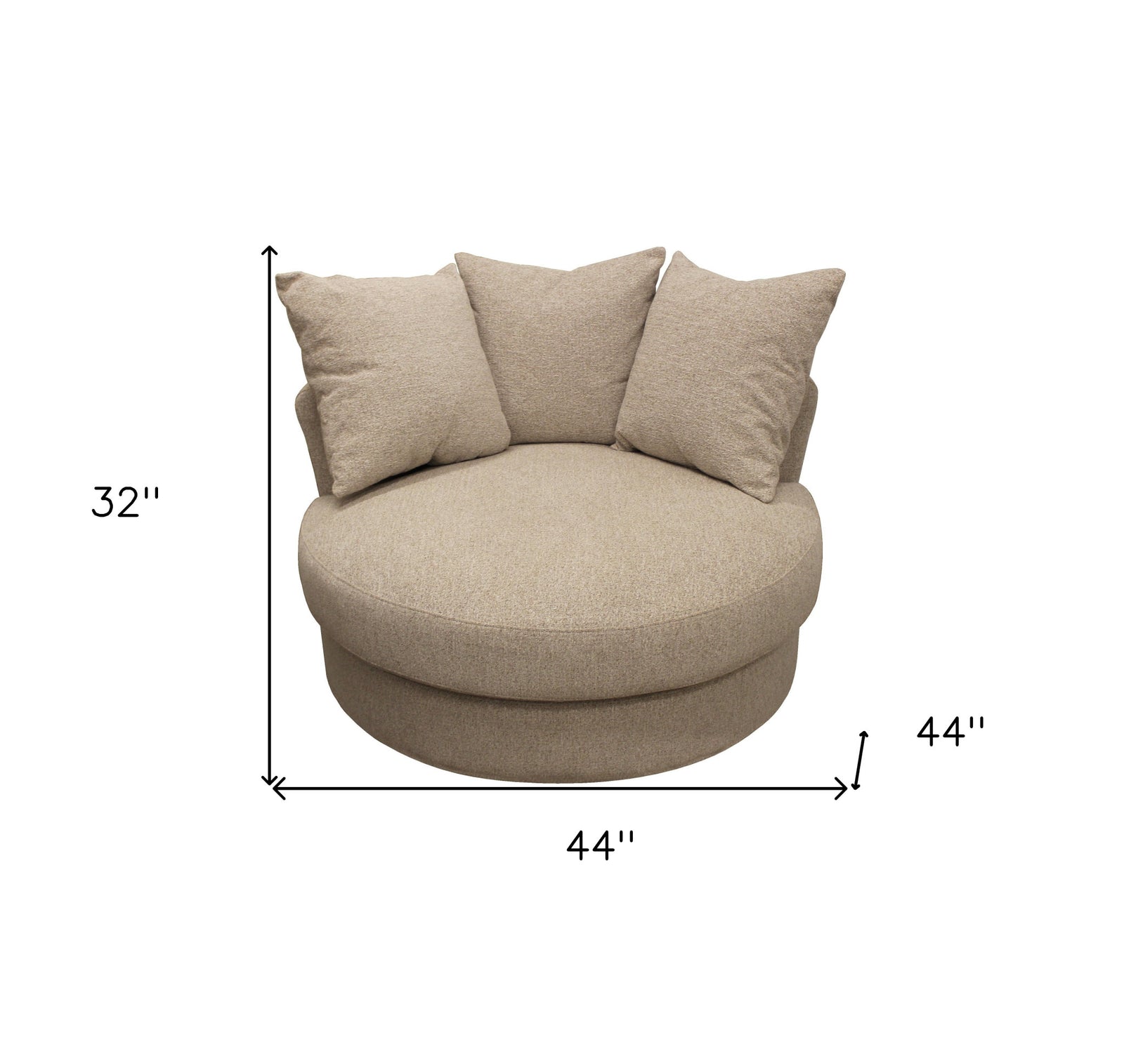 44" Sand Linen Solid Color Swivel Barrel Chair