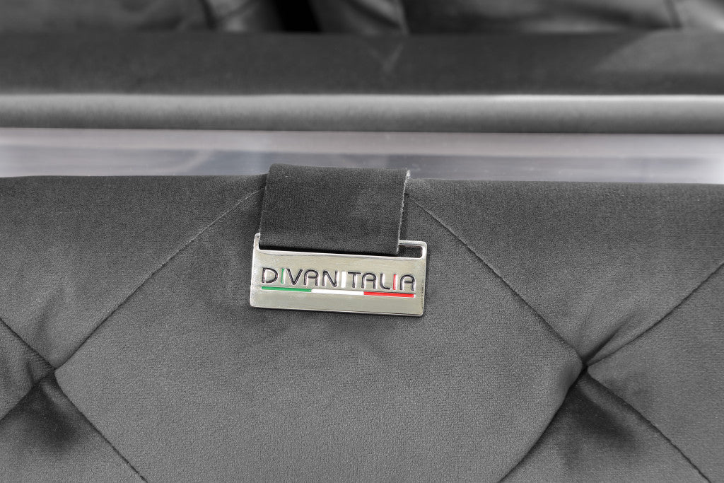 90" Dark Gray Velvet And Chrome Stainless Steel Standard Sofa