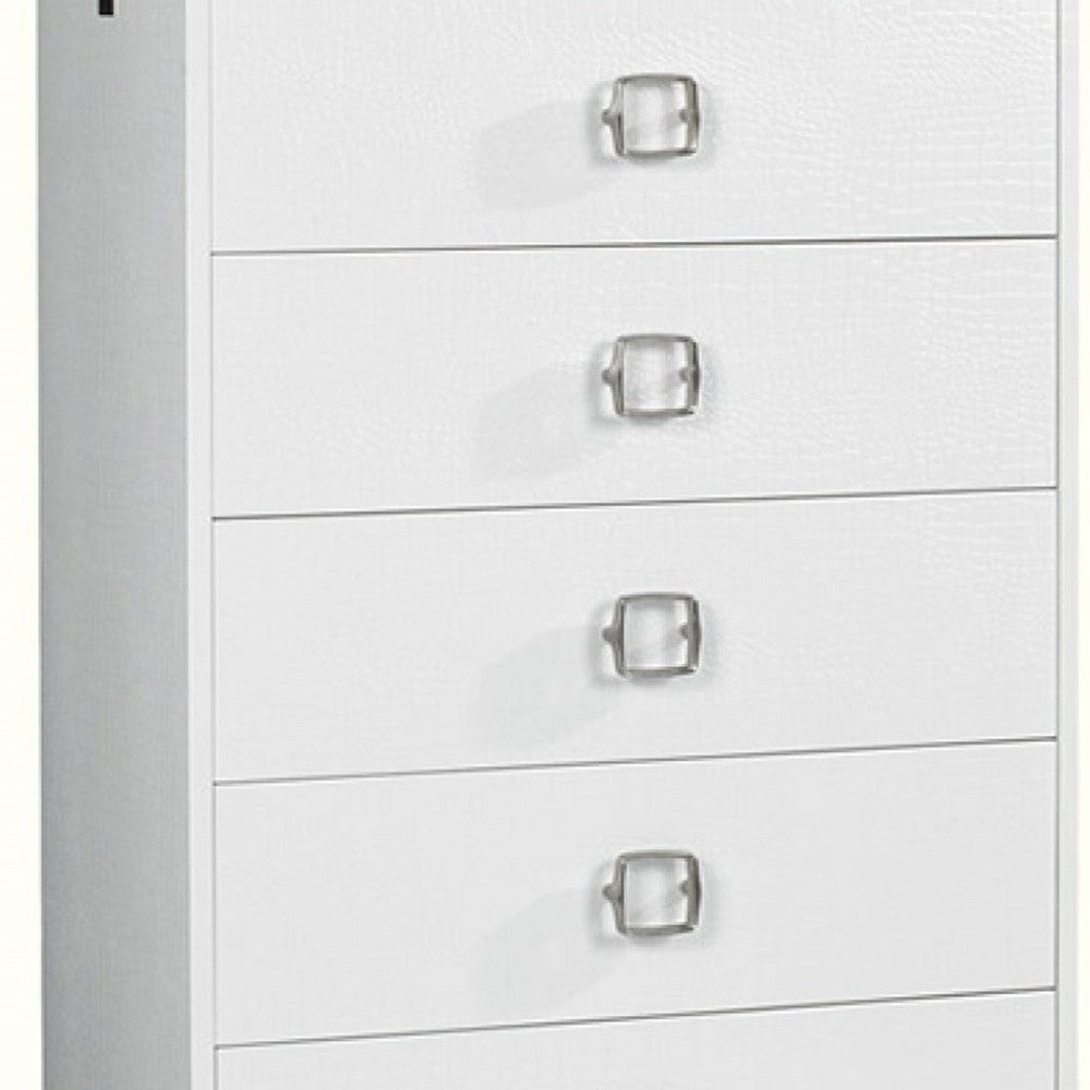 32" White Manufactured Wood + Solid Wood Stainless Steel Six Drawer Standard Chest