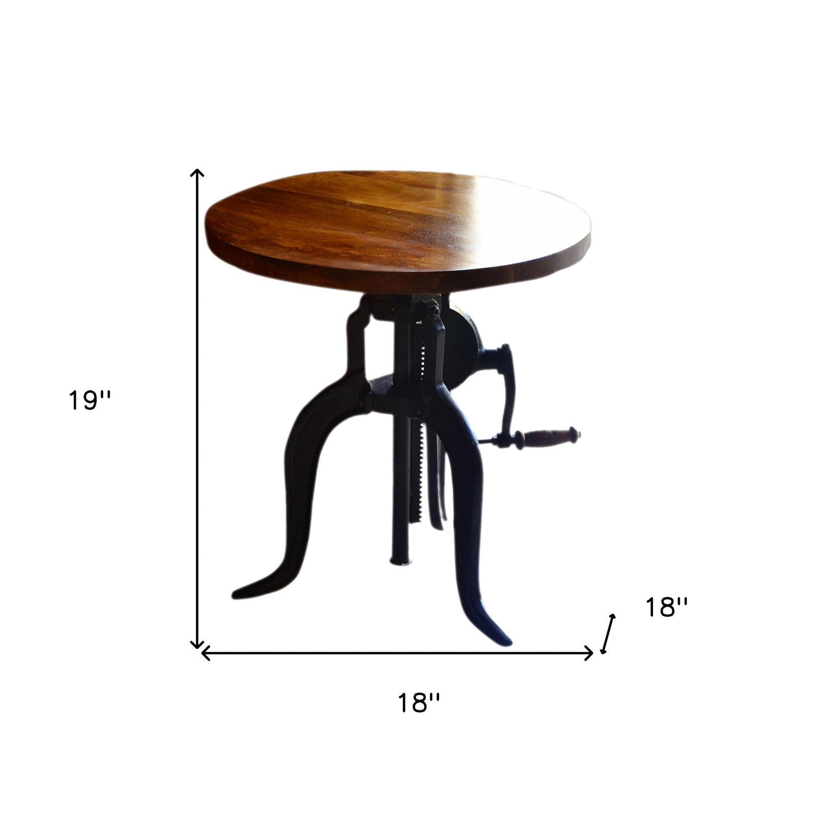 19" Black And Chestnut Solid Wood Round End Table