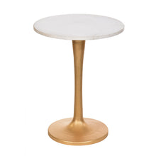 Gold And White Marble Round End Table 19