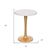 Gold And White Marble Round End Table 19