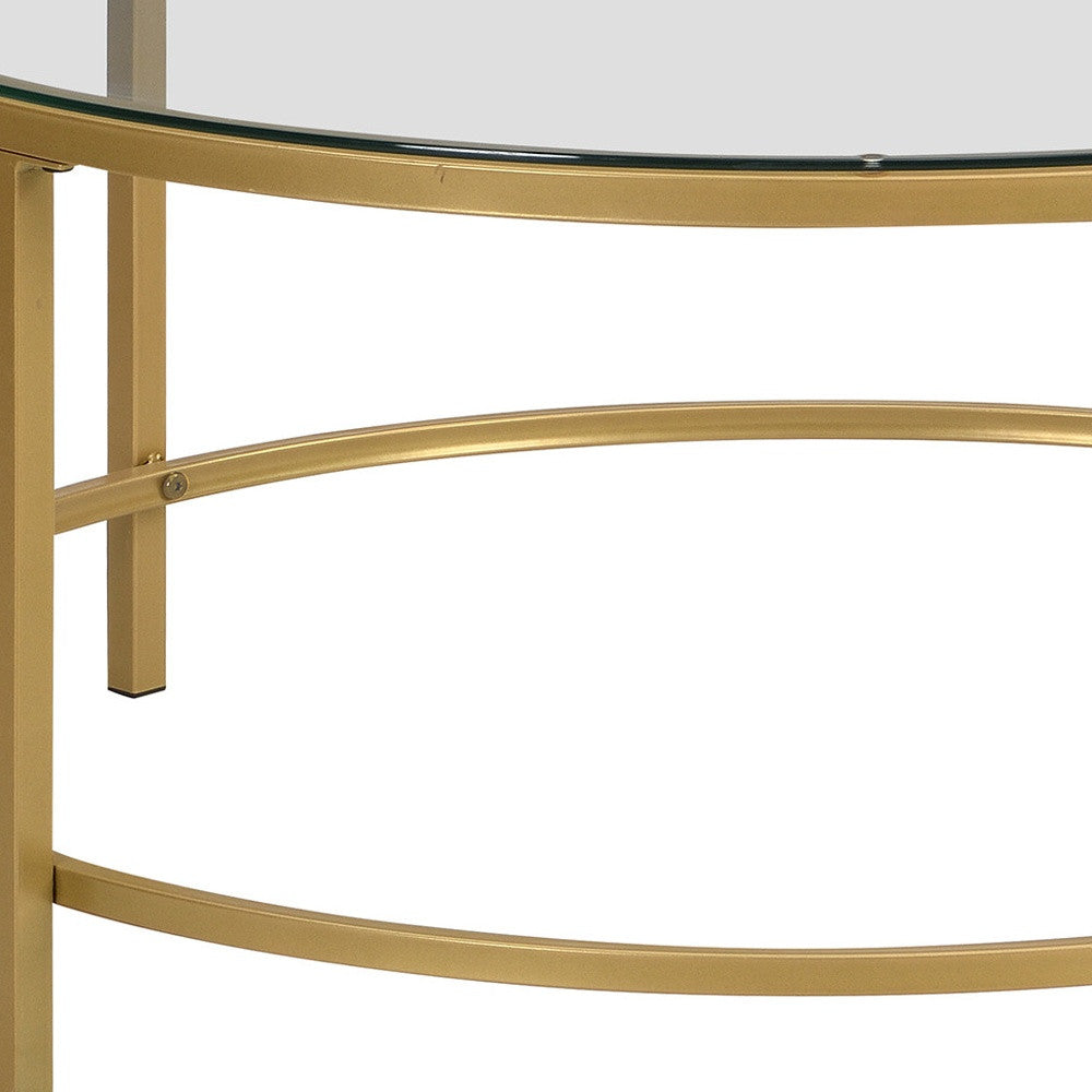 Gold And Clear Glass Round Coffee Table 36"