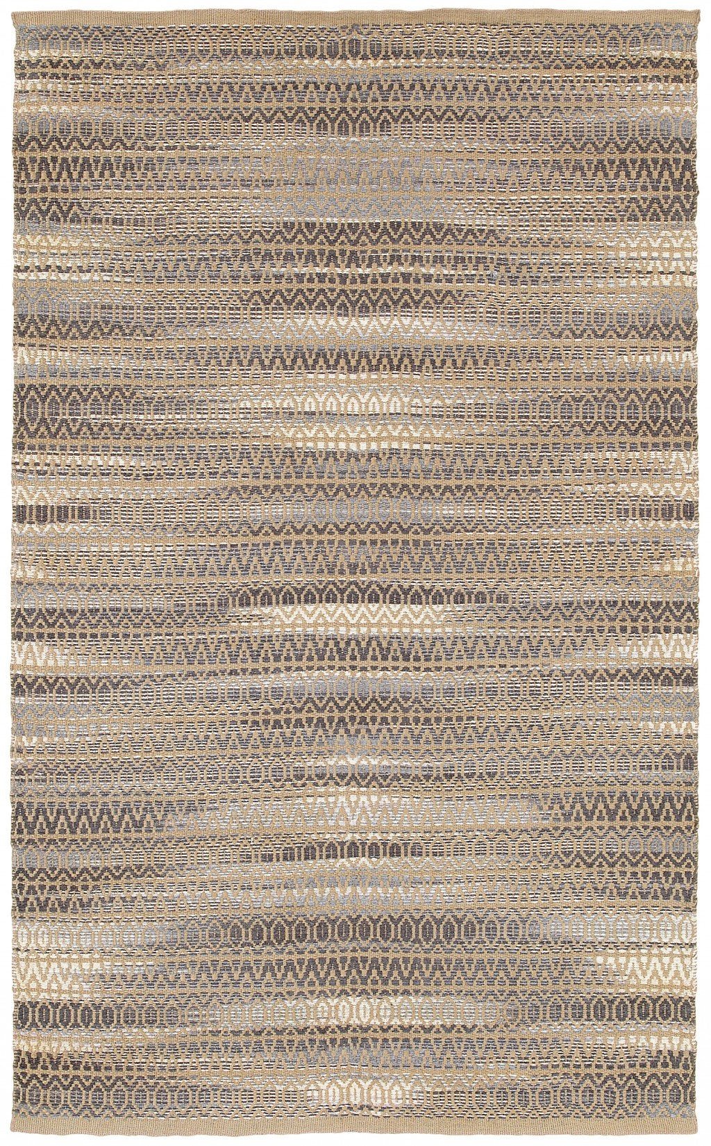 Gray and Tan Striated Runner Rug - 5 ft x 8 ft