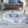 Ivory and Blue Medallion Area Rug - 5’ x 7’