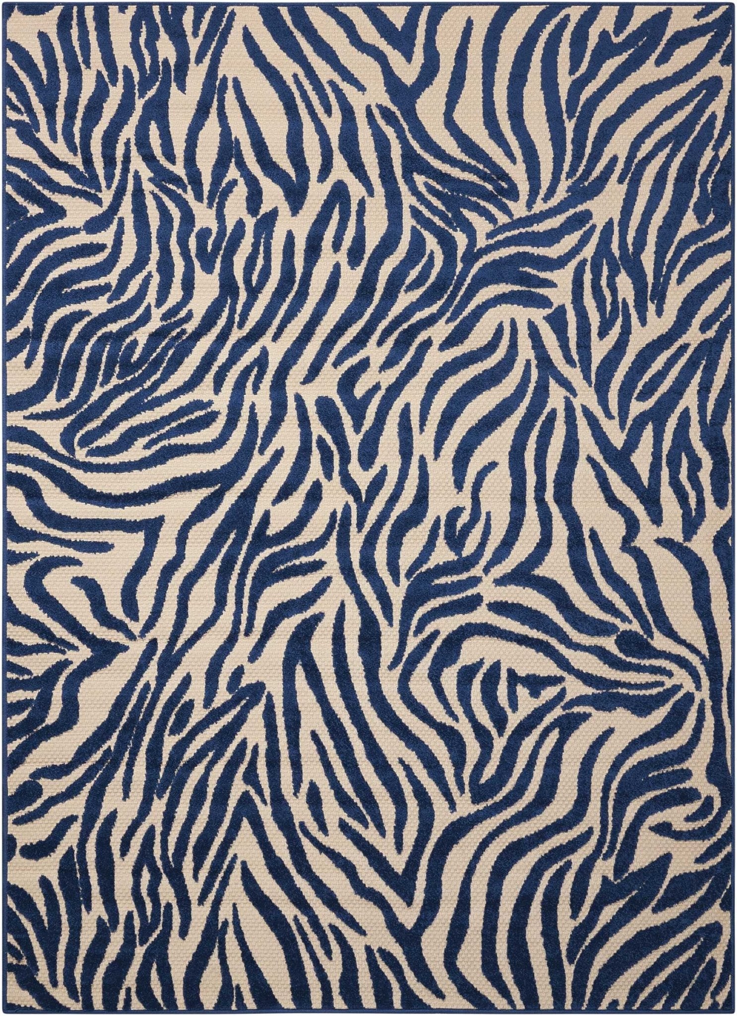 Navy Zebra Pattern Indoor Outdoor Area Rug - 5’ x 8’