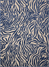 Navy Zebra Pattern Indoor Outdoor Area Rug - 5’ x 8’