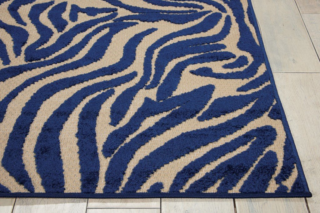 Navy Zebra Pattern Indoor Outdoor Area Rug - 5’ x 8’
