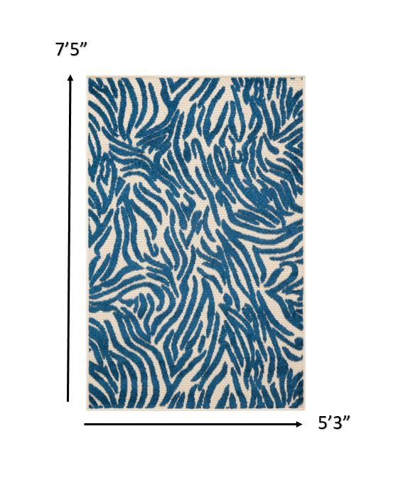 Navy Zebra Pattern Indoor Outdoor Area Rug - 5’ x 8’