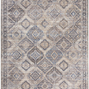 6' X 9' Ivory And Latte Medallion Distressed Washable Area Rug