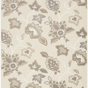 8' X 11' Beige Floral Stain Resistant Non Skid Area Rug