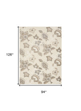 8' X 11' Beige Floral Stain Resistant Non Skid Area Rug
