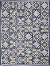 7' X 10' Blue Fleur De Lis Stain Resistant Non Skid Area Rug