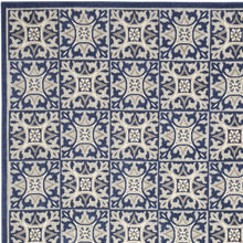 5' X 8' Blue Fleur De Lis Stain Resistant Non Skid Area Rug