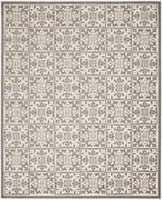 8' X 11' Ivory And Grey Fleur De Lis Stain Resistant Non Skid Area Rug