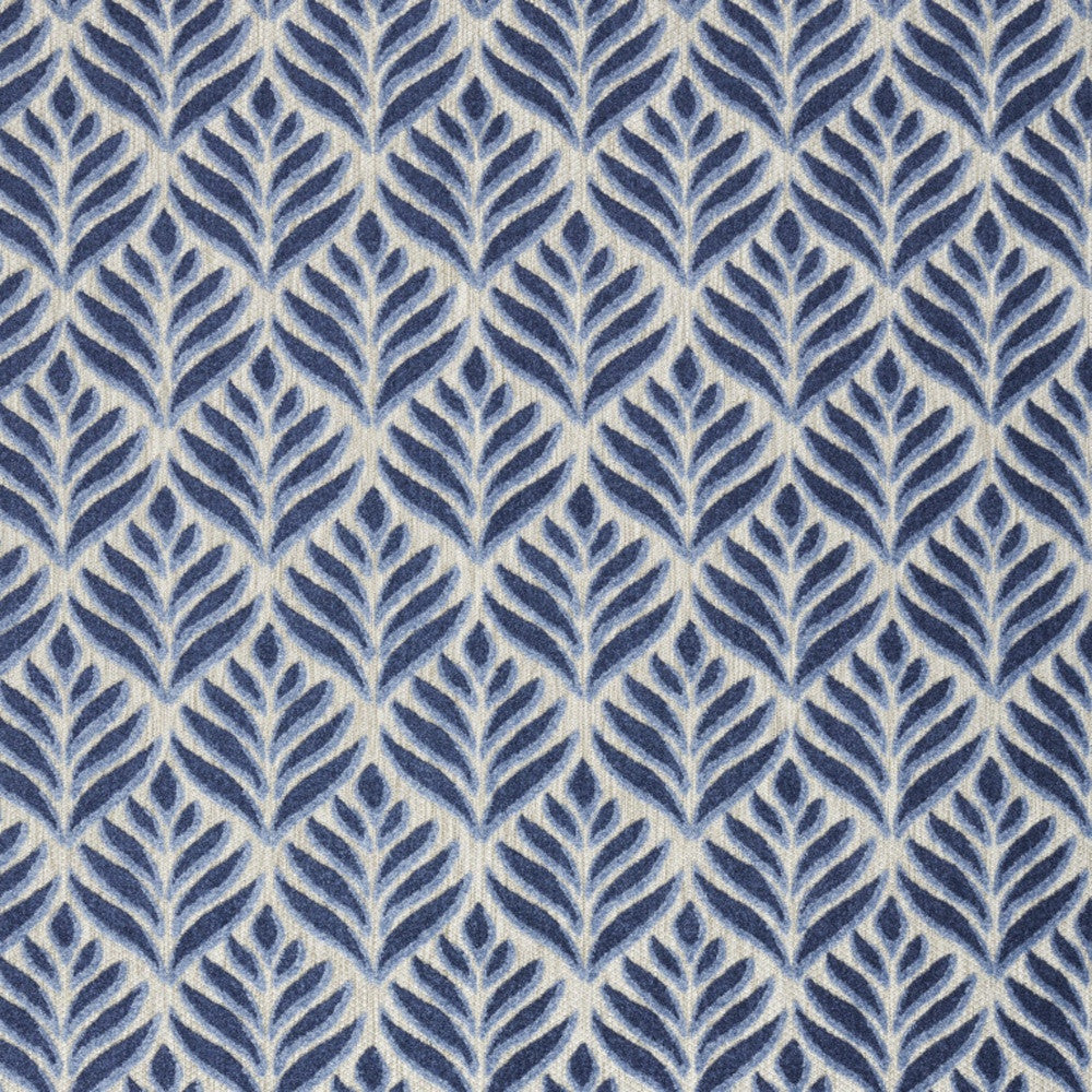 6' X 9' Blue Floral Stain Resistant Non Skid Area Rug