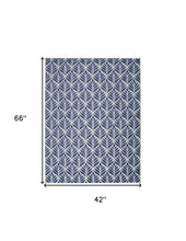 4' X 6' Blue Floral Stain Resistant Non Skid Area Rug