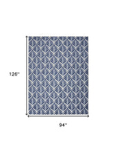 8' X 11' Blue Floral Stain Resistant Non Skid Area Rug