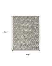 5' X 8' Charcoal Floral Stain Resistant Non Skid Area Rug