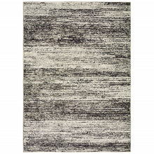 2' X 3' Charcoal Grey Silver And Ivory Abstract Power Loom Stain Resistant Area Rug