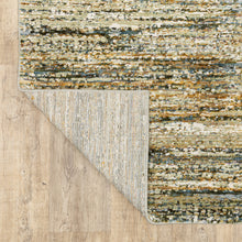 Gold Grey Tan Blue Green And Brown Abstract Power Loom Stain Resistant Area Rug - 2' x 3'