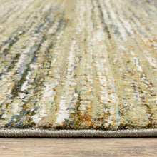 Gold Grey Tan Blue Green And Brown Abstract Power Loom Stain Resistant Area Rug - 2' x 3'