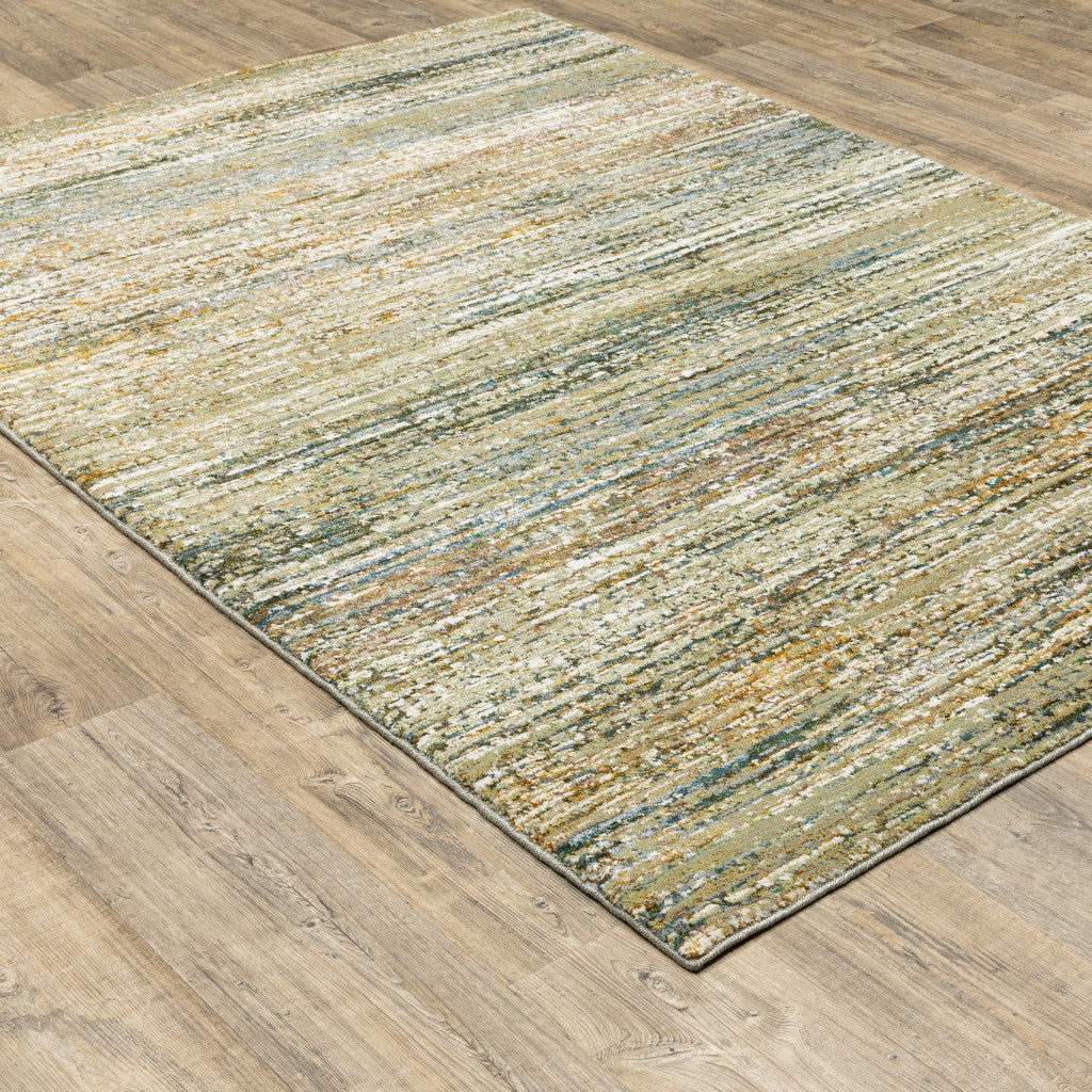 Gold Grey Tan Blue Green And Brown Abstract Power Loom Stain Resistant Area Rug - 2' x 3'