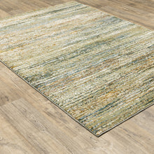 Gold Grey Tan Blue Green And Brown Abstract Power Loom Stain Resistant Area Rug - 2' x 3'