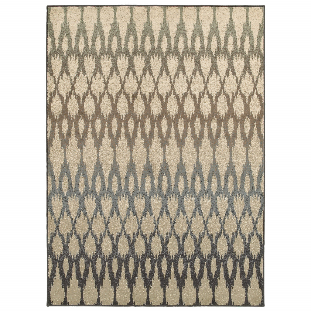 2' X 3' Ivory Geometric Power Loom Stain Resistant Area Rug