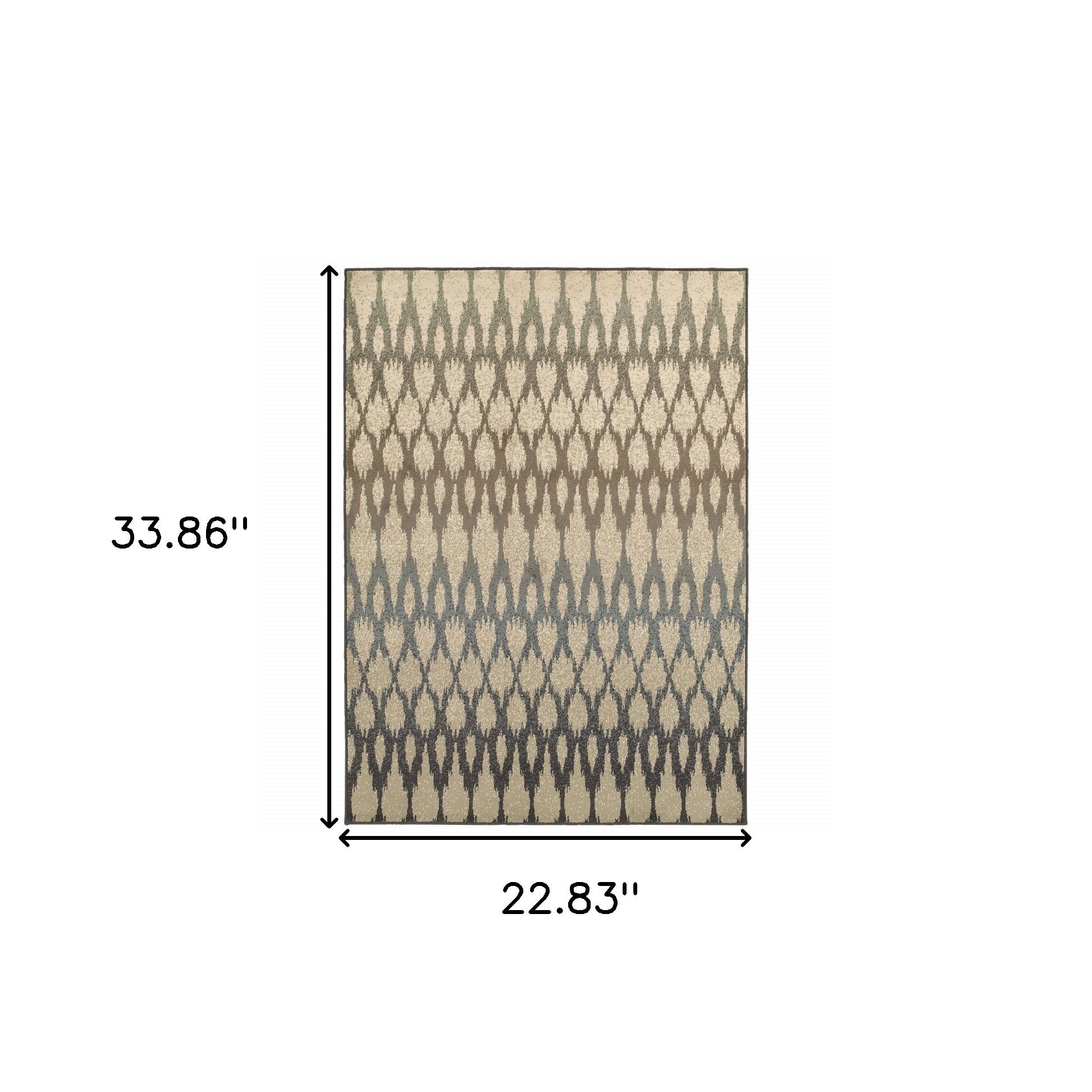 2' X 3' Ivory Geometric Power Loom Stain Resistant Area Rug