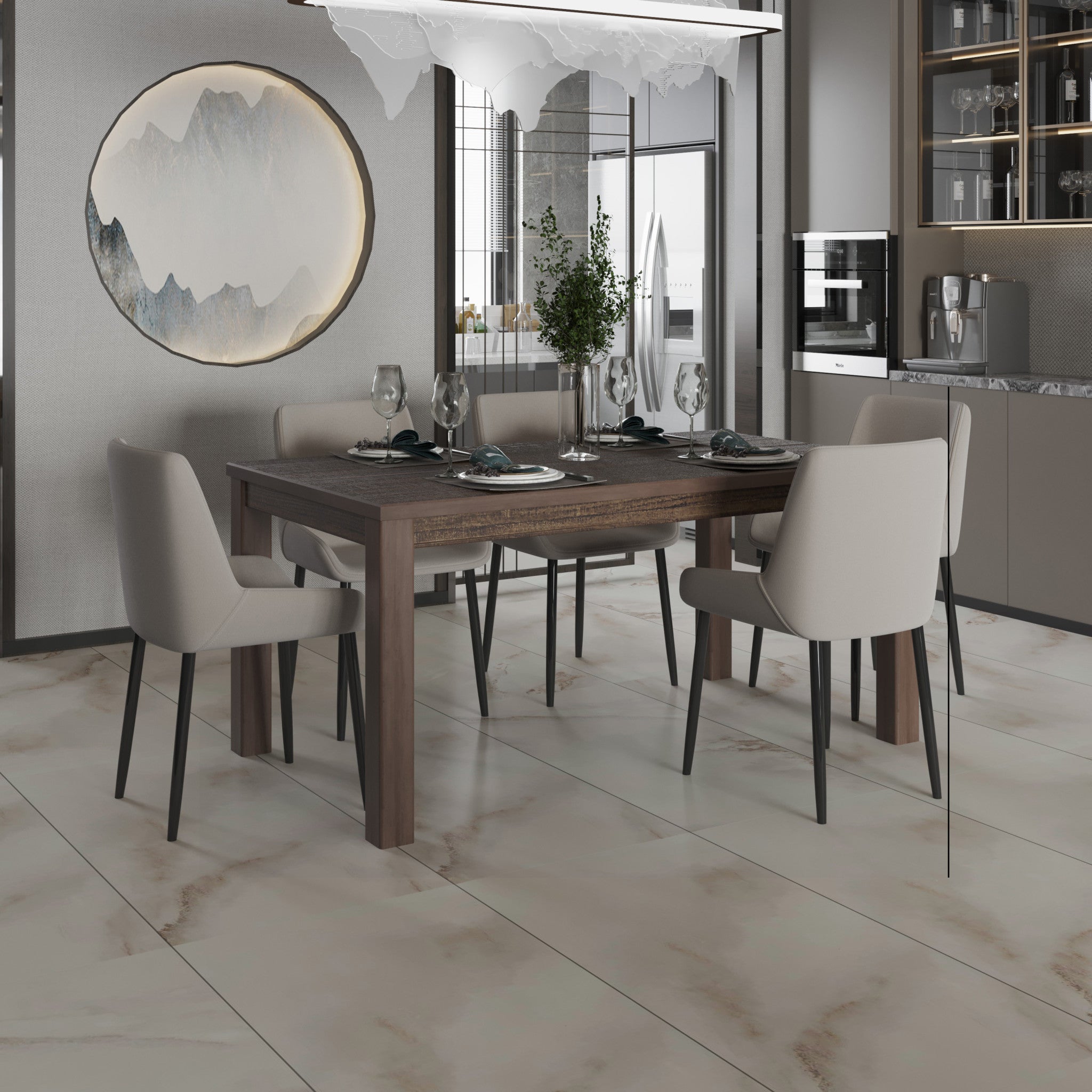 35" Espresso Rectangular Solid Wood Dining Table