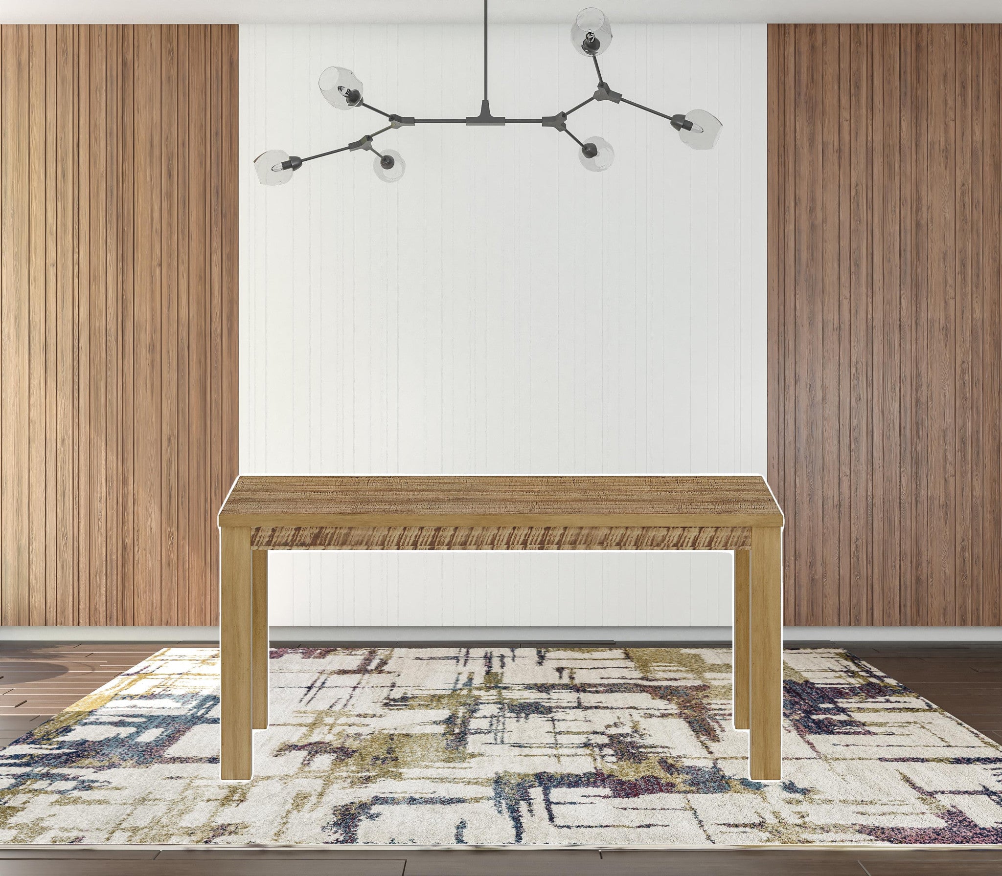 35" Walnut Light Brown Rectangular Solid Wood Dining Table